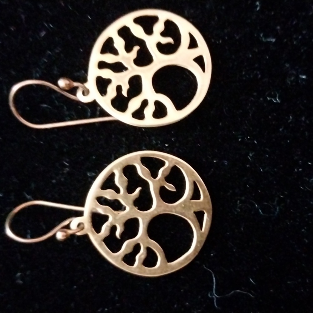 Vermeil gold tree of life earrings new